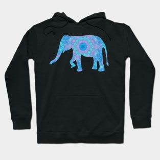 Mandala Painted Elephant Pink Teal and Blue Hoodie